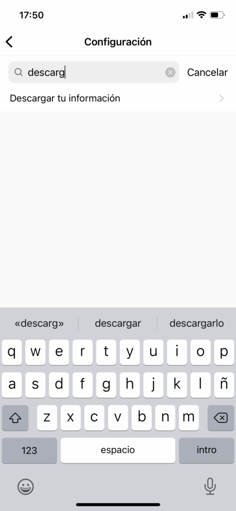 Selecciona descarga de datos