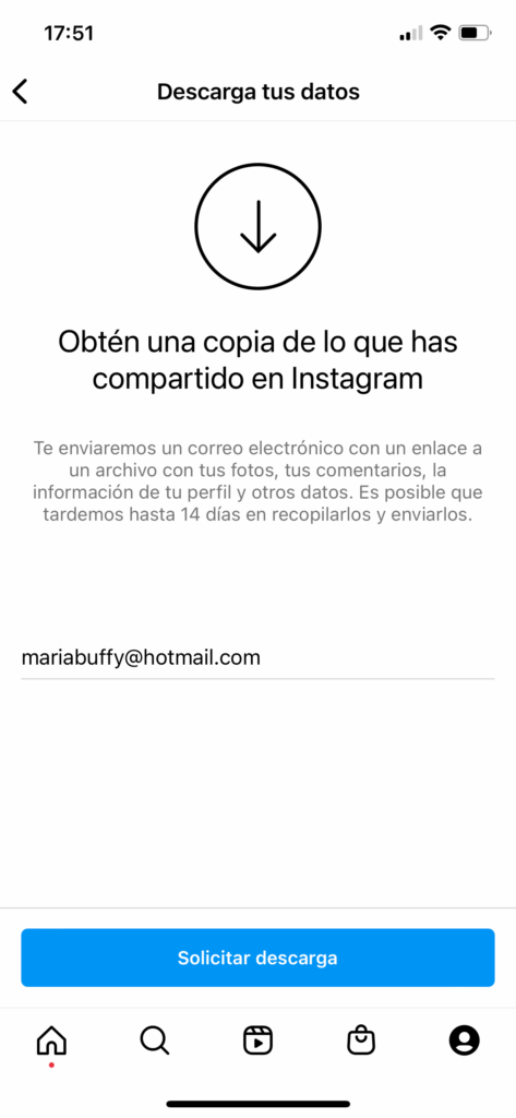 Selecciona descarga de datos